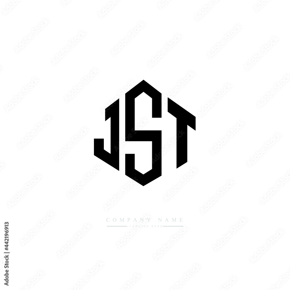 JST letter logo design with polygon shape. JST polygon logo monogram