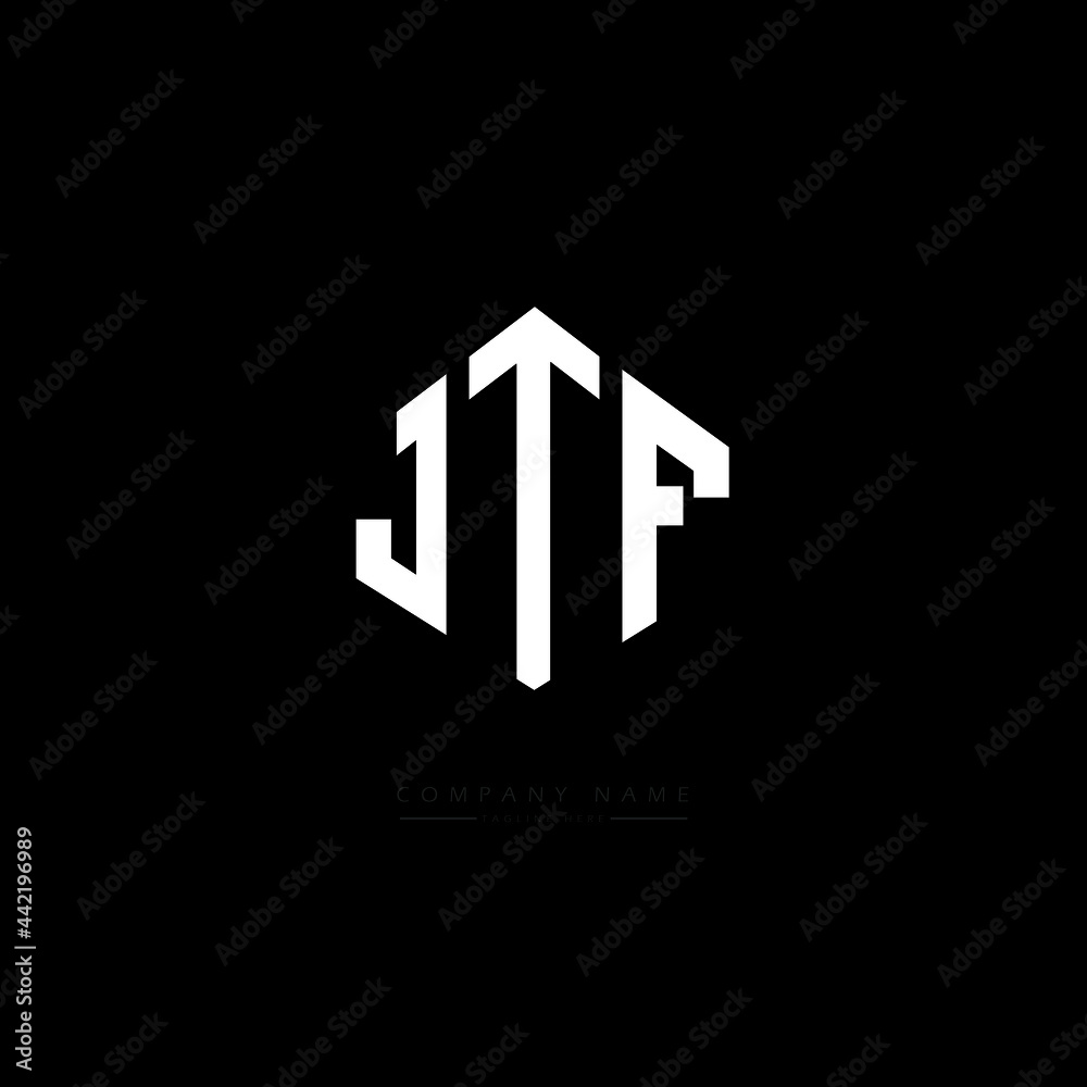 JTF letter logo design with polygon shape. JTF polygon logo monogram. JTF cube logo design. JTF hexagon vector logo template white and black colors. JTF monogram, JTF business and real estate logo. 
