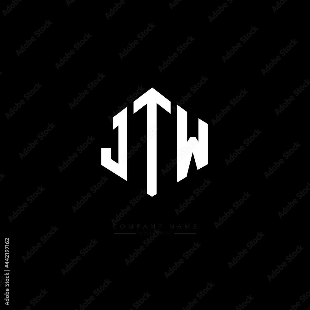 JTW letter logo design with polygon shape. JTW polygon logo monogram. JTW cube logo design. JTW hexagon vector logo template white and black colors. JTW monogram, JTW business and real estate logo. 