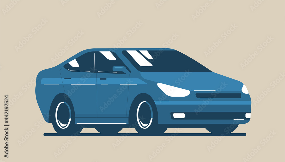 Sedan car isolated. Vector flat style illustration