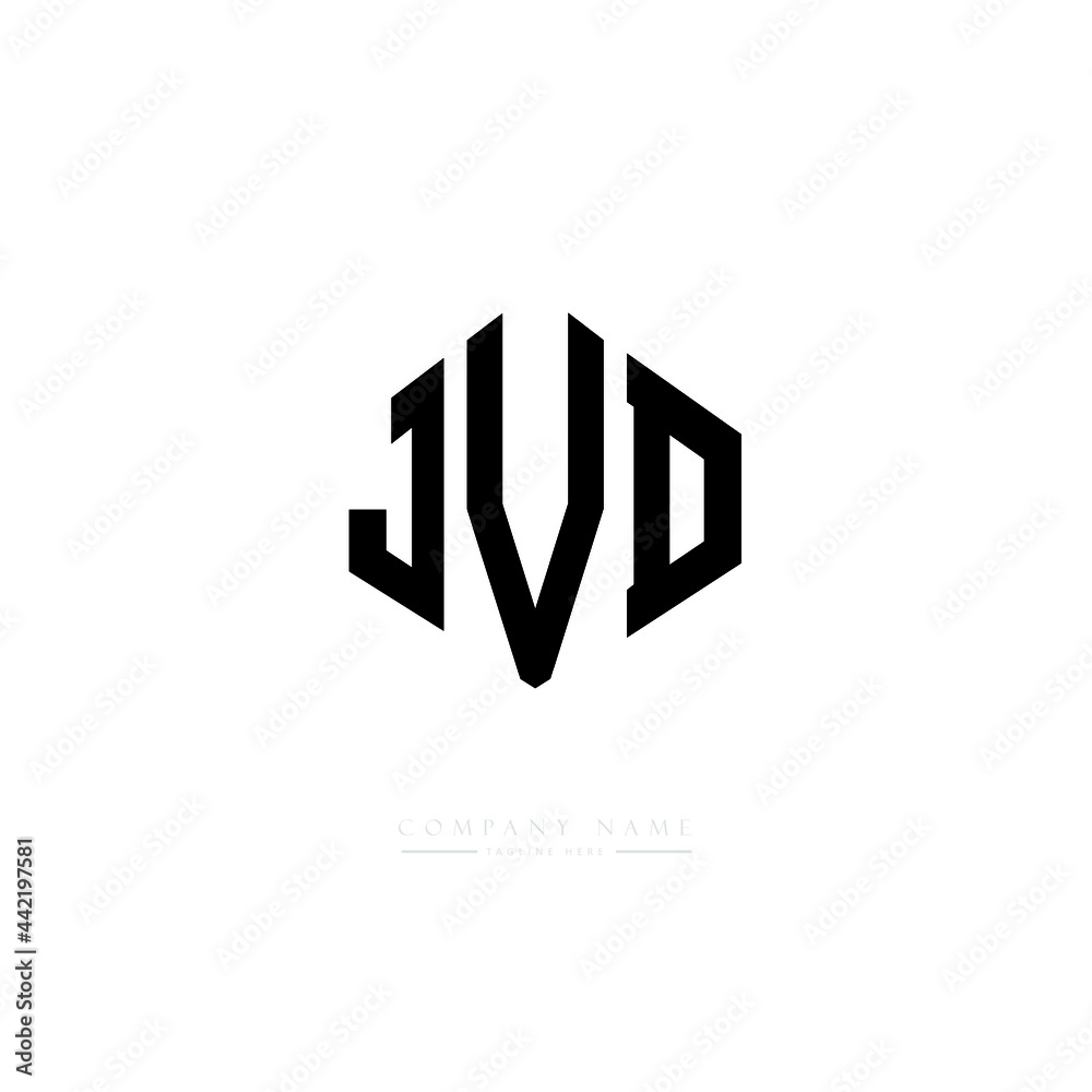 JVD letter logo design with polygon shape. JVD polygon logo monogram. JVD cube logo design. JVD hexagon vector logo template white and black colors. JVD monogram, JVD business and real estate logo. 