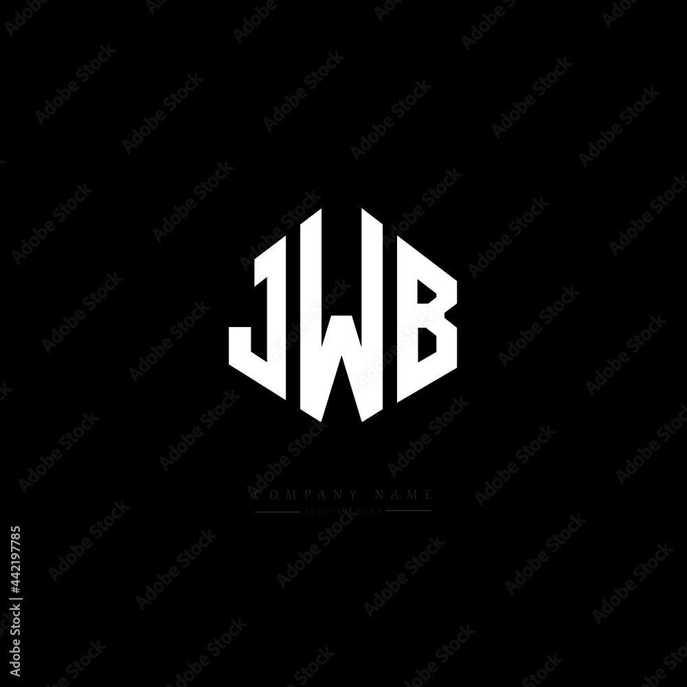 JWB letter logo design with polygon shape. JWB polygon logo monogram. JWB cube logo design. JWB hexagon vector logo template white and black colors. JWB monogram, JWB business and real estate logo. 