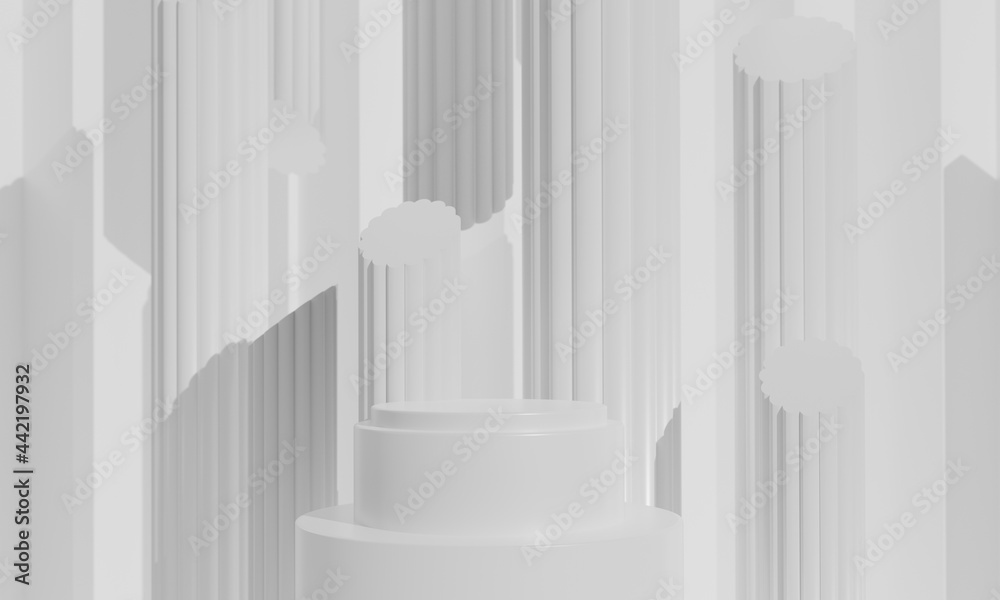Fototapeta premium 3d rendering illustration of background abstract pedestal board, art display mockup product decoration stand wallpaper