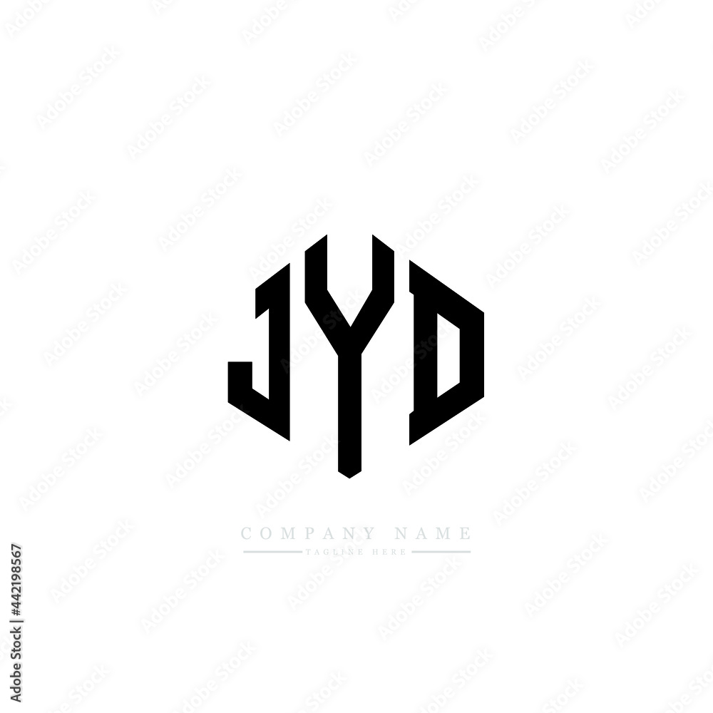 JYD letter logo design with polygon shape. JYD polygon logo monogram. JYD cube logo design. JYD hexagon vector logo template white and black colors. JYD monogram, JYD business and real estate logo. 