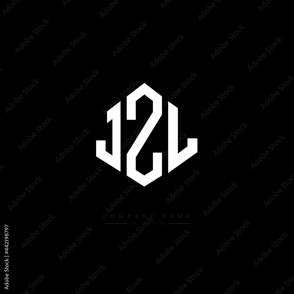 Fototapeta premium JZL letter logo design with polygon shape. JZL polygon logo monogram. JZL cube logo design. JZL hexagon vector logo template white and black colors. JZL monogram, JZL business and real estate logo. 