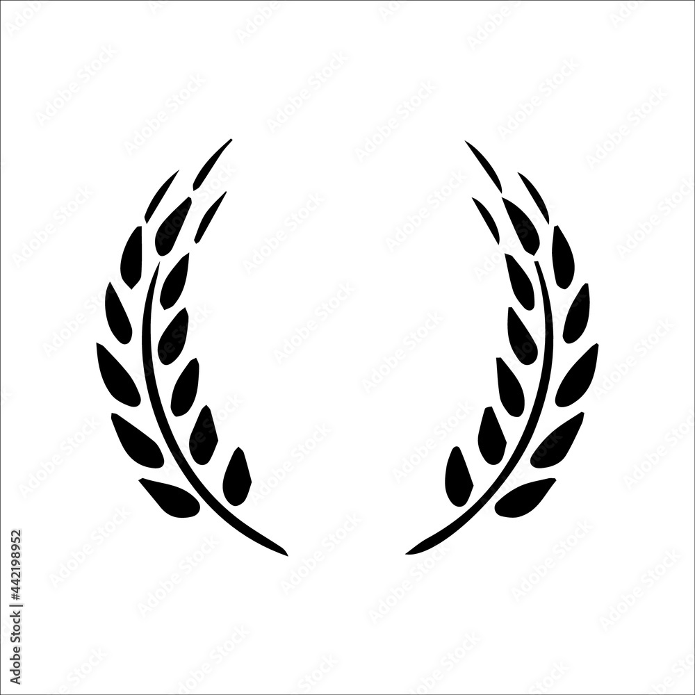 Fototapeta premium Wheat wreaths and grain spikes set icons