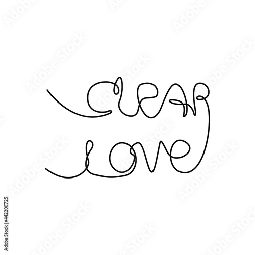Abstract Text Clear Love Romantic Lineart Hand Drawn Sketch Contour Black Continuous One Doodle Vector Design Style