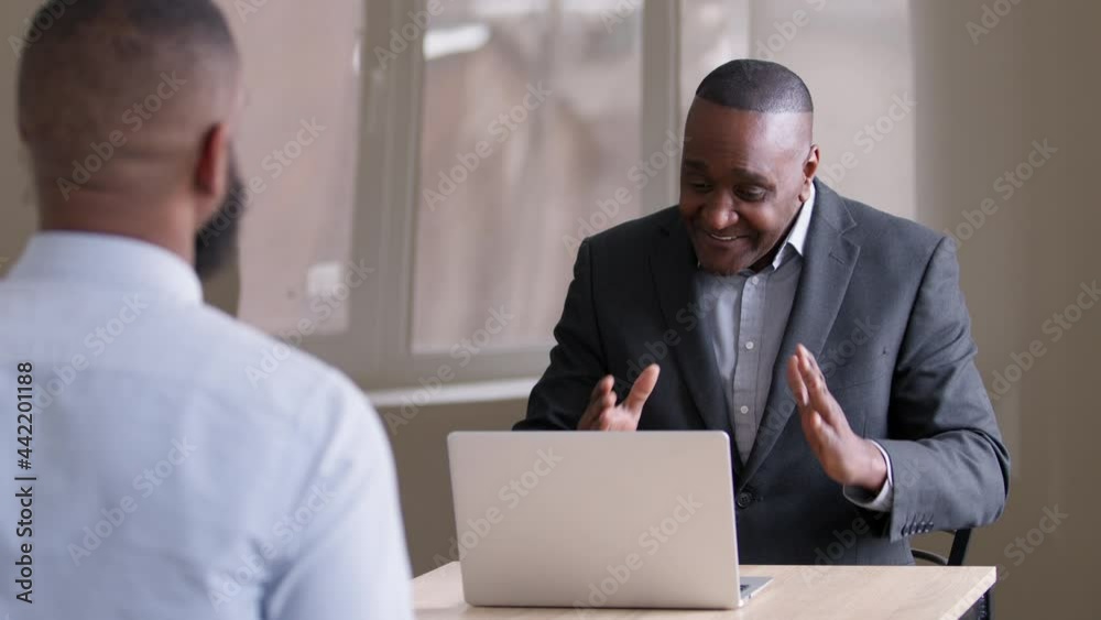 Mature old aged african american boss leader business man agent bank ...