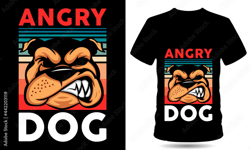 Golden retriever angry dog tshirt design template