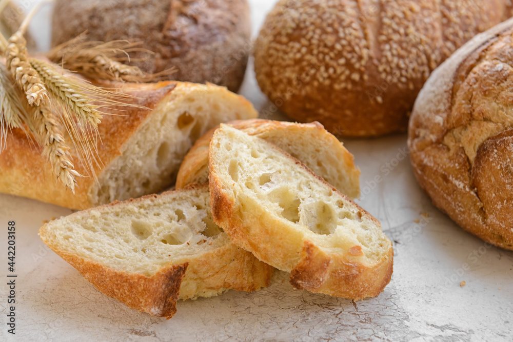 Fresh bread on grunge background