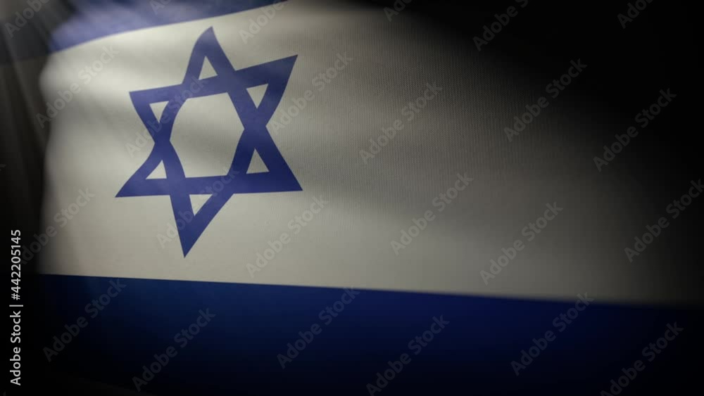 Israel Flag Waving Reveal Angled with Light Rays. angled view of the Israel flag revealed waving with light rays Israel Flag Waving Reveal Angled with Light Rays. angled view of the Israel flag revealed waving with light rays