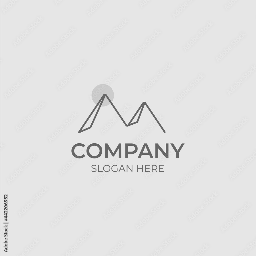 minimalist mountain logo with line art style minimalist mountain logo with line art style