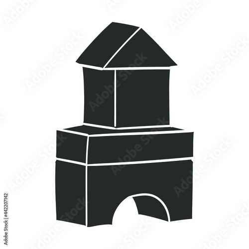 Cube Game Icon Silhouette Illustration. Constrution Block Toy Vector Graphic Pictogram Symbol Clip Art. Doodle Sketch Black Sign.