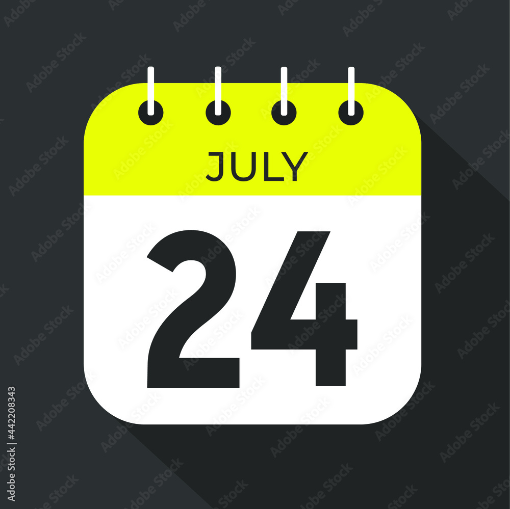 July day 24. Number twenty-four on a white paper with yellow color border on a black background vector. July day 24. Number twenty-four on a white paper with yellow color border on a black background vector.