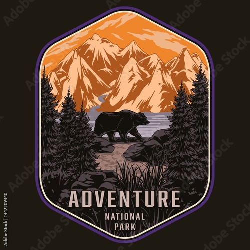 National park colorful vintage emblem