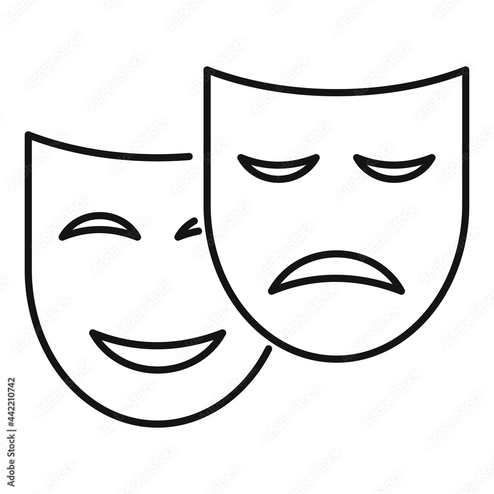 Theater mask icon outline vector. Drama comedy mask Theater mask icon outline vector. Drama comedy mask