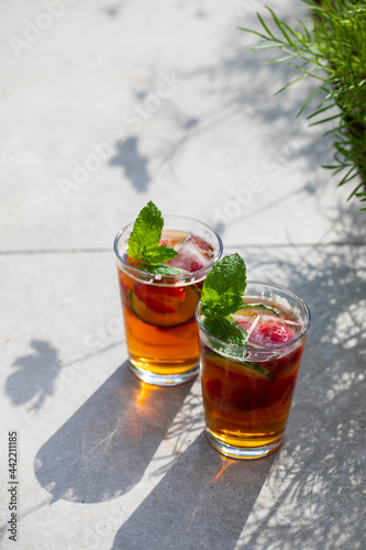 Traditional english cocktail of pimms and lemonade