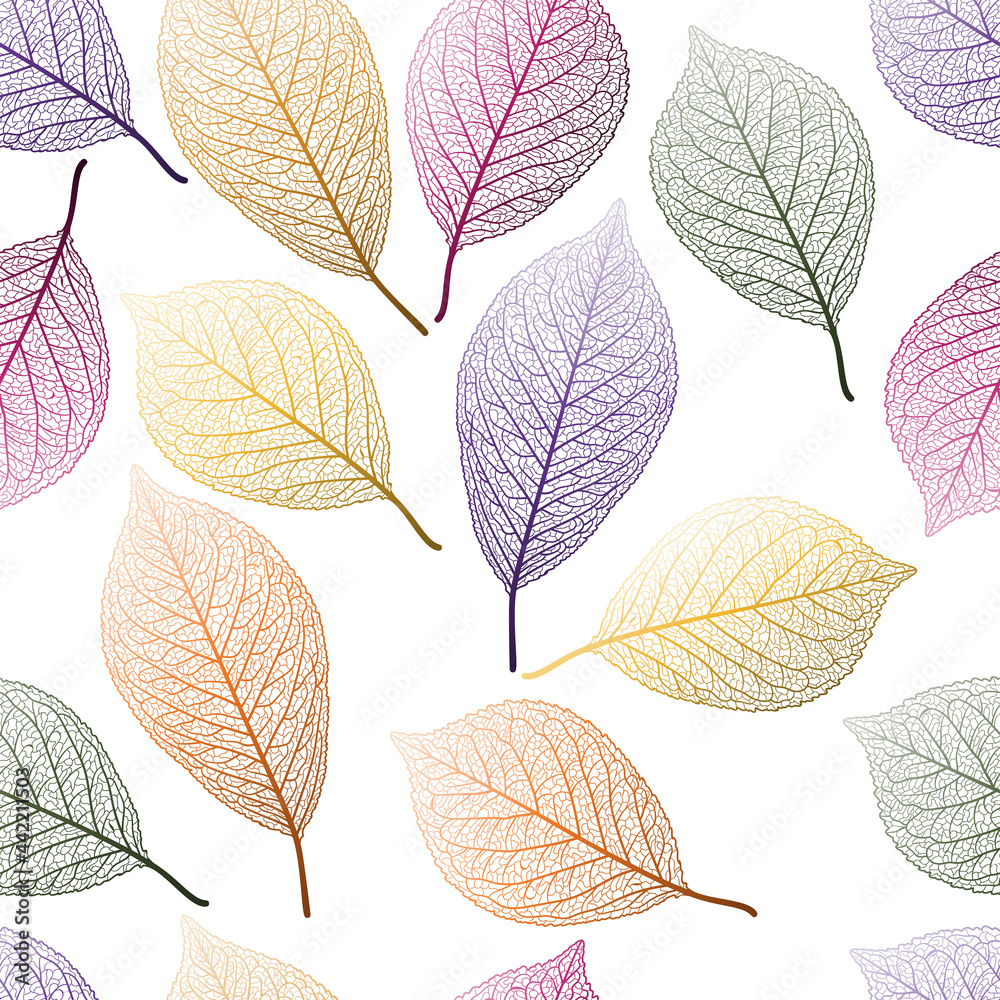 Seamless pattern with autumn colour leaves. Vector illustration