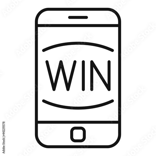 Lottery smartphone win icon outline vector. Mobile game casino