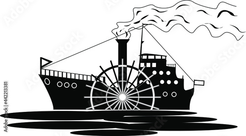 Photo vector drawing of an old steamer for clothing prints and other illustrations