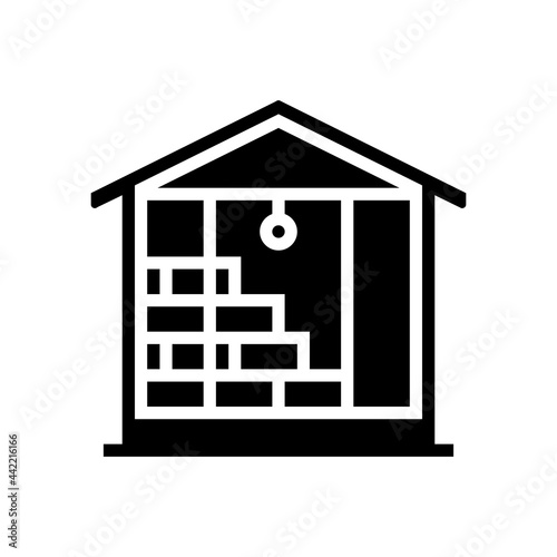 inside wall insulation with mineral wool glyph icon vector. inside wall insulation with mineral wool sign. isolated contour symbol black illustration