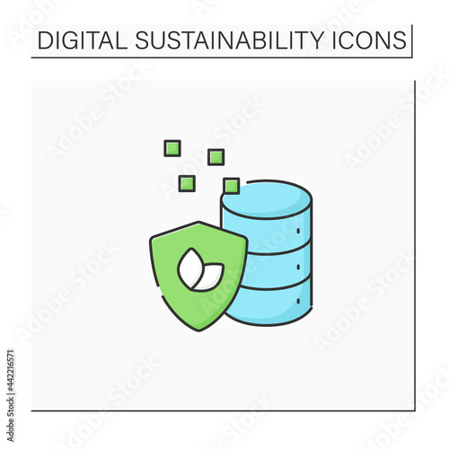 Data sustainability color icon. Energy and food demand as world population.Big data.Digitization concept.Isolated vector illustration