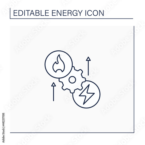 Thermoelectric generator line icon. Seebeck generator. Thermal energy conversion to electrical energy. Electricity concept. Isolated vector illustration. Editable stroke
