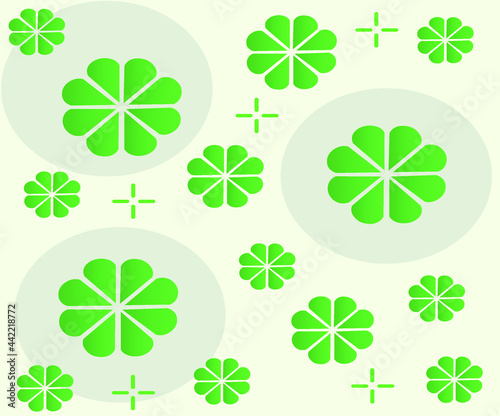 Beige Background with Green Flowers