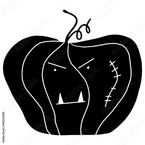 Monster. Children's vector illustration. For fabrics, covers, prints, stickers. Black and white silhouette on transparent background