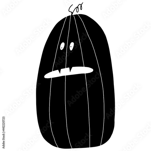 Monster. Children's vector illustration. For fabrics, covers, prints, stickers. Black and white silhouette on transparent background