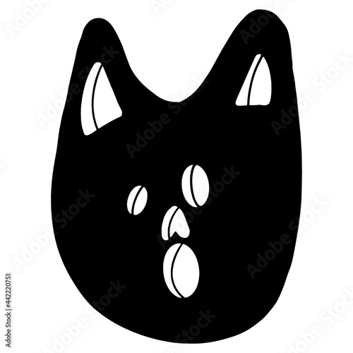 Monster. Children's vector illustration. For fabrics, covers, prints, stickers. Black and white silhouette on transparent background