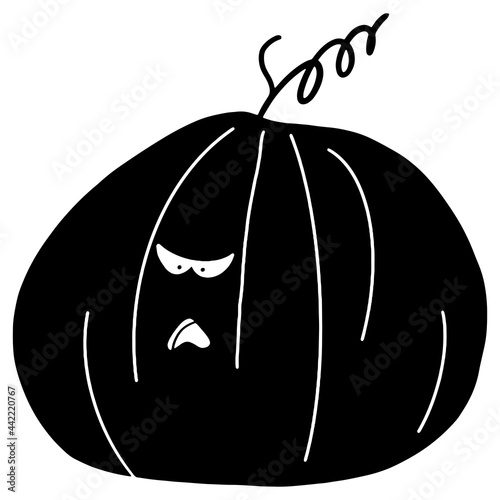 Monster. Children's vector illustration. For fabrics, covers, prints, stickers. Black and white silhouette on transparent background