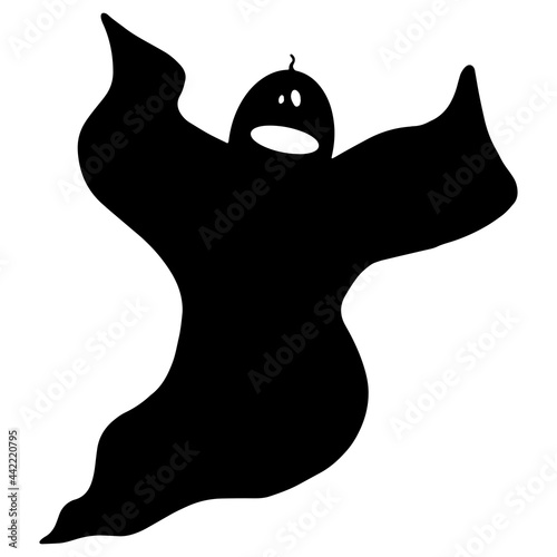 Monster. Children's vector illustration. For fabrics, covers, prints, stickers. Black and white silhouette on transparent background