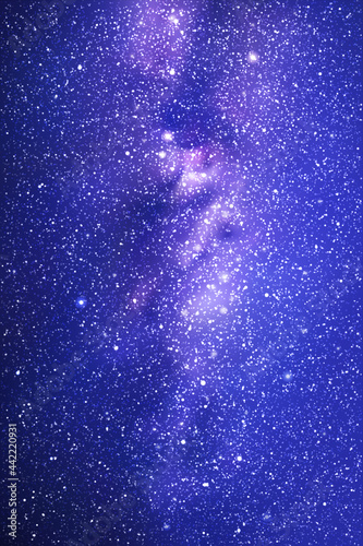 Night starry sky. Milky Way, stars, nebula. Space vertical background