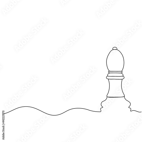 Chess Day. bishop chess piece. Solid line. Vector illustration drawn with a single line.