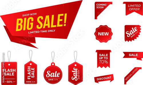 Big sale template. Price, promotion, discount, offer and sales tags vector collection. 