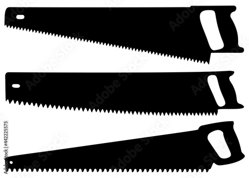 Hand saws in a set. Vector image. photo
