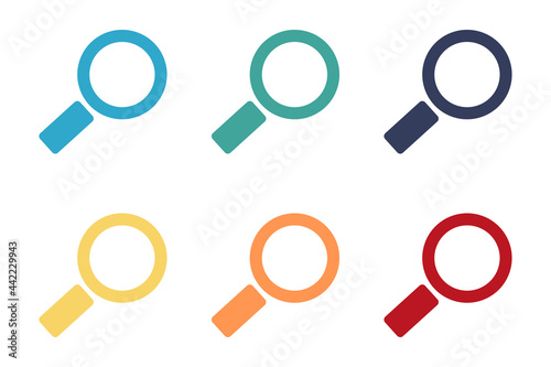 Search icons set. Magnifying glass icon, vector loupe or loupe sign. Illustration.