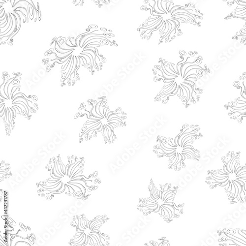 Seamless pattern from outline abstract fantasy design elements from tendrils and circles