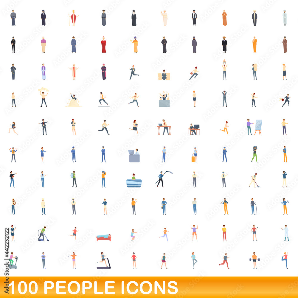 100 people icons set. Cartoon illustration of 100 people icons vector set isolated on white background 100 people icons set. Cartoon illustration of 100 people icons vector set isolated on white background