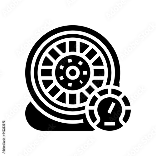 car wheel air inflating glyph icon vector. car wheel air inflating sign. isolated contour symbol black illustration