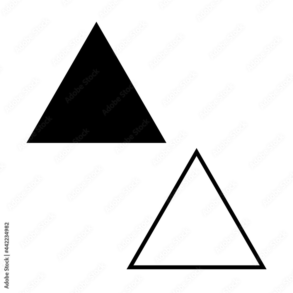 Vector icon shape silhouette of an equilateral triangle. Design element eps 10 illustration. Vector icon shape silhouette of an equilateral triangle. Design element eps 10 illustration.