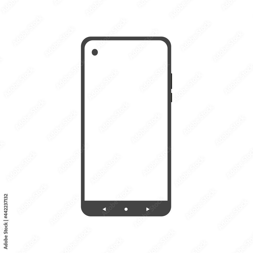 phone with a blank white screen. modern smart device isolated on white background phone with a blank white screen. modern smart device isolated on white background