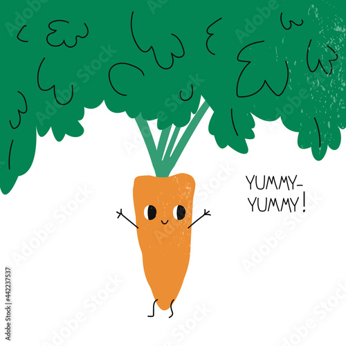 Funny carrot and quote. Childish print. Vector hand drawn illustration.