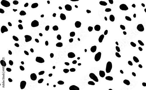 Abstract modern dalmatian fur seamless pattern. Animals trendy background. Black and white decorative vector illustration for print, card, postcard, fabric, textile. Modern ornament of stylized skin