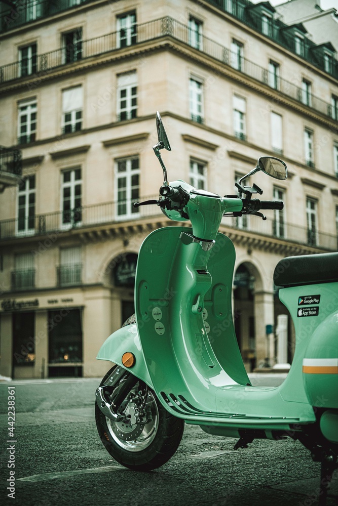 Paris, France 28-06-2021: an old motorcycle in Paris