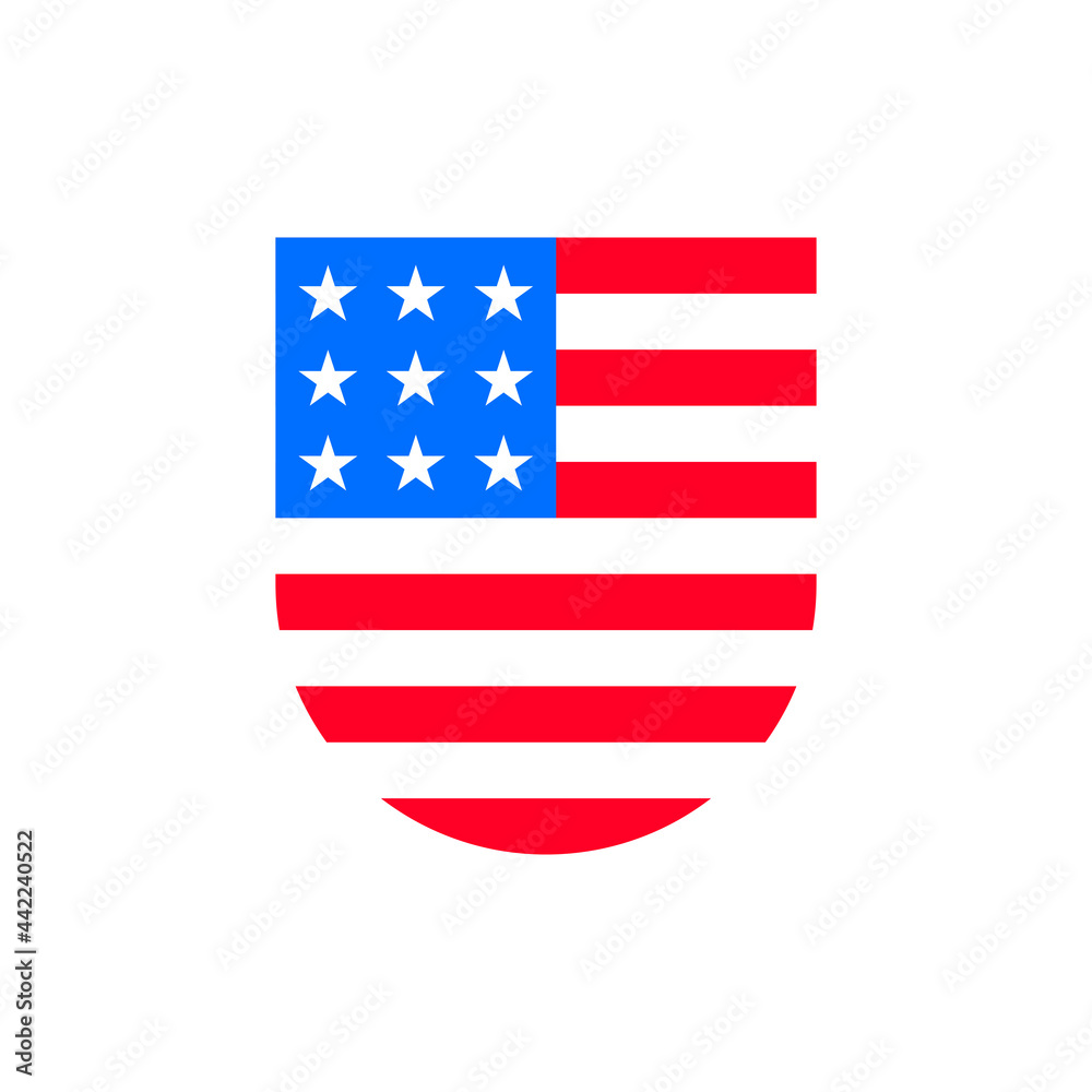 Flag of America Shield Vector Illustration. Shield Symbol with American Flag Stars and Stripes. Flag of America Shield Vector Illustration. Shield Symbol with American Flag Stars and Stripes.
