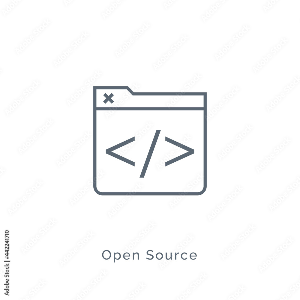 Open source code icon. Software vector open source line flat background Open source code icon. Software vector open source line flat background