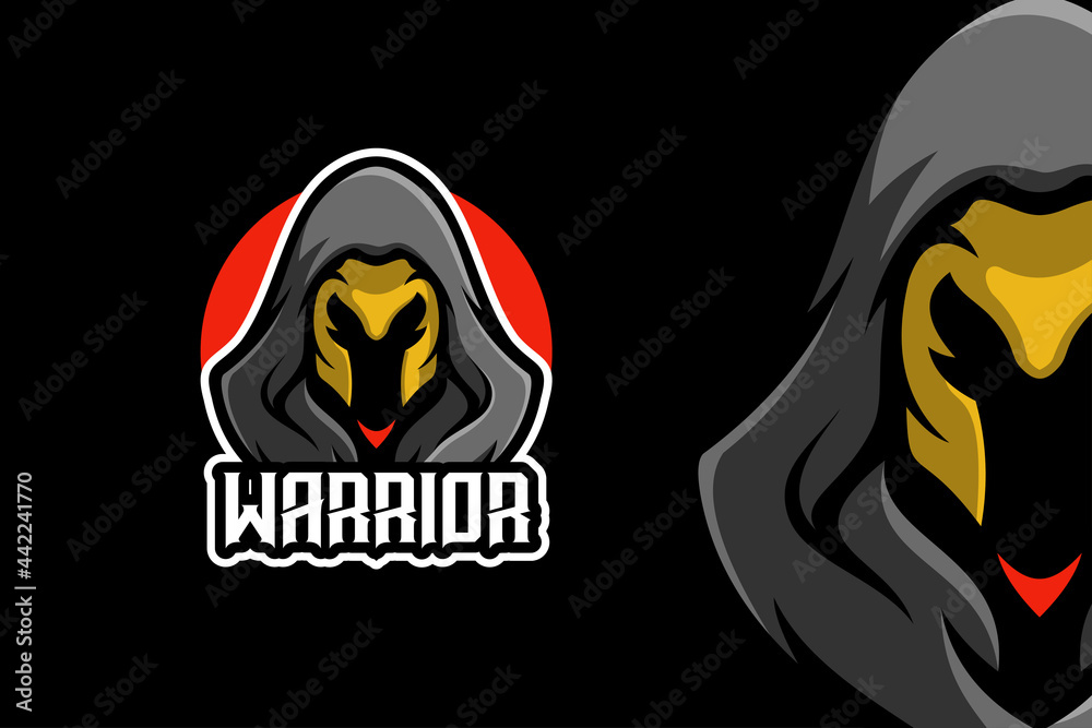 Black Ninja Warrior Mascot Character Logo Template