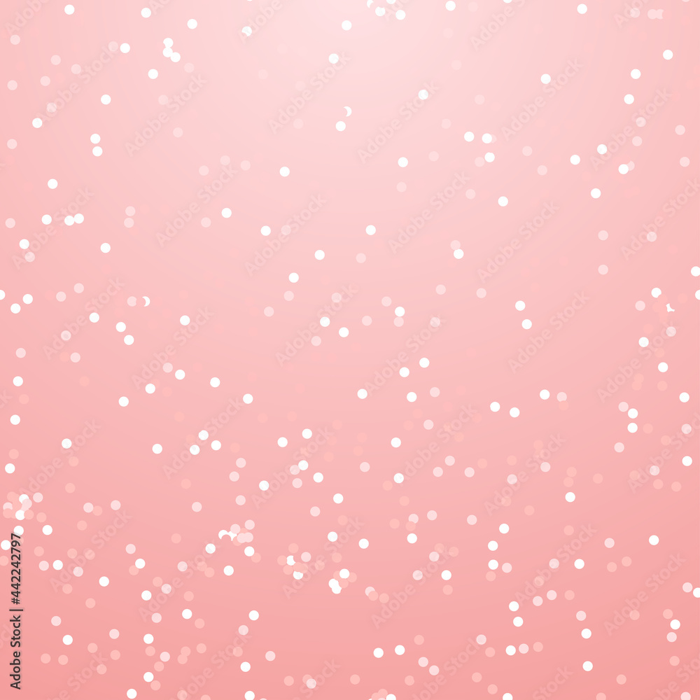 Sparkle rose gold seamless pattern Vector illustration Many shiny white confetti on light pink background